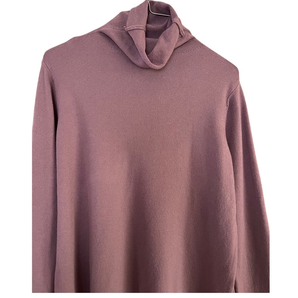 Womens Mauve Purple Turtleneck Knit Sweater Long Sleeve Ribbed Trim 009 55